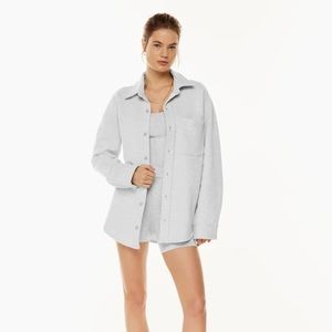 TNA COZY BOYFRIEND BUTTON-UP SWEATER